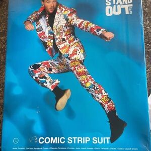 Halloween men Comic Strip Suit with Colorful Graphics